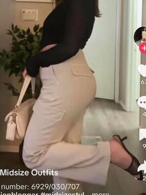 Beige High-Waist Straight Leg Pants - Women's